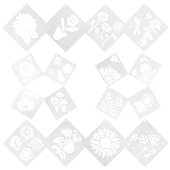 TEHAUX Flower Template White PET 16 Sheets