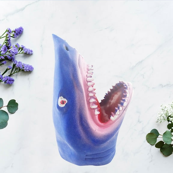 TEHAUX 1PC Simulated Hand Puppet Toy Plastic Shark Gloves Toy Cartoon Story-telling Doll Props Parent-child Interaction Toy Role Play Hand Puppet Toy for Kids Playing Blue