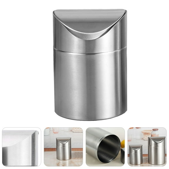TEHAUX Portable Stainless Steel Car Trash Can with Lid, Lightweight Vehicle Garbage Bin, Modern Design for Cars and Trucks