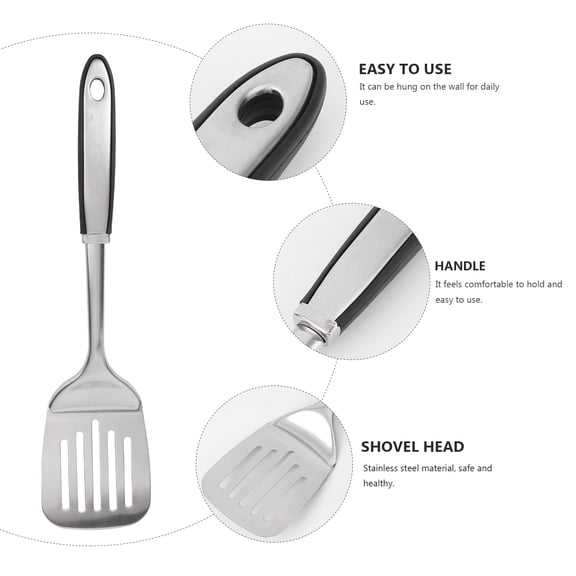 TEHAUX 1Pack Non Stick Spatula Turner Slotted Turning Head Stainless Steel For Home Cooking And Catering