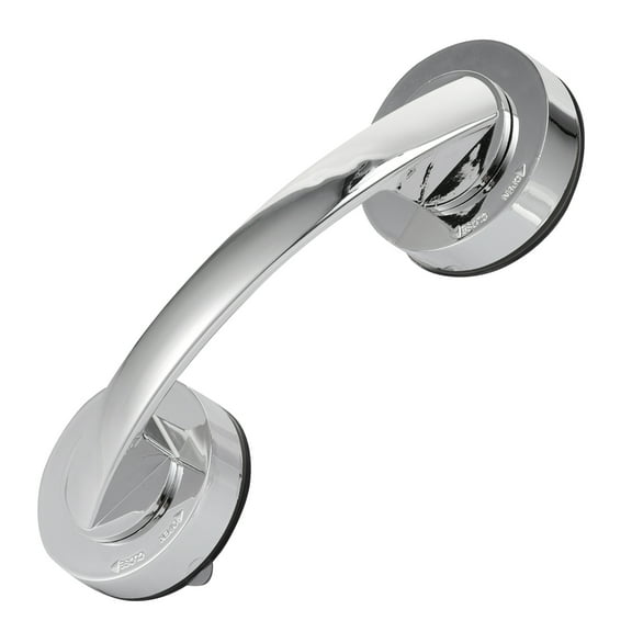 TEHAUX Durable Plastic Suction Cup Grab Bar Silver for Glass Door and Cabinet Pull