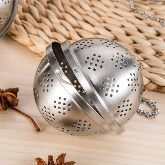TEHAUX 1Pack Spice Ball Mesh Spice Ball 6.4x6.4x2.4in 304 Stainless Steel For Loose Tea And Spice Holding