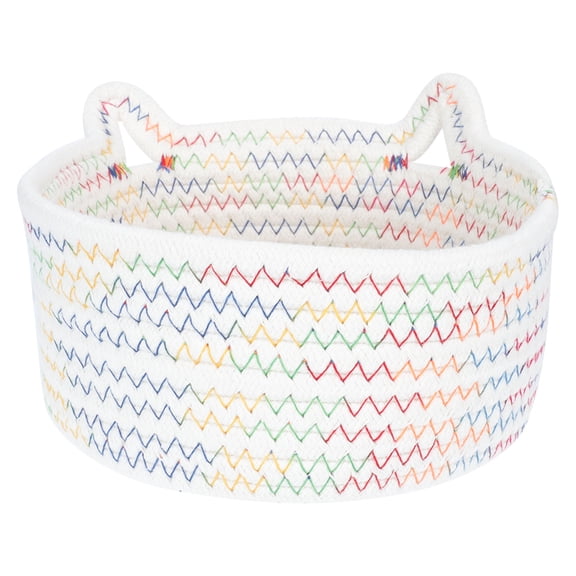 TEHAUX Small Baskets White Cotton Rope 1Pcs 7.1x7.1in Home Decor Living Room Houseowners