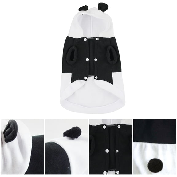 TEHAUX 1Pc White Polyester Panda Shaped Pet Clothes Stylish Autumn Winter Dog Outfit