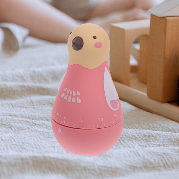 TEHAUX 1Pc Pink Mechanical Countdown Clock Kitchen Timer and Study Reminder with Bird Shape Design for Home