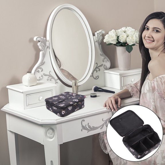 TEHAUX Scratch-Resistant Makeup Bag Black Portable Travel Pouch 1Pc