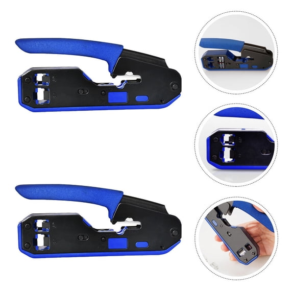 TEHAUX Wire Crimping Pliers with Folding Button, Ergonomic Grip Hand Tool for Electrical Wiring and Projects