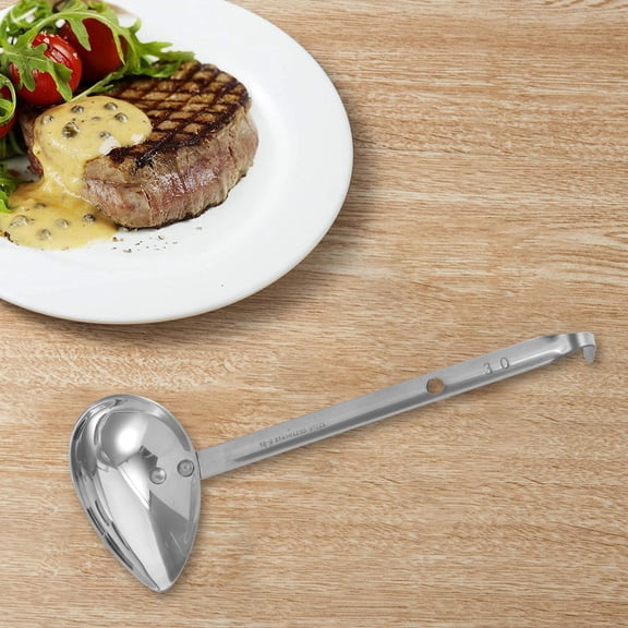 TEHAUX 1Pc Plated Silver Drizzle Spoon Stainless Steel Cutlery with Comfortable Extended Handle