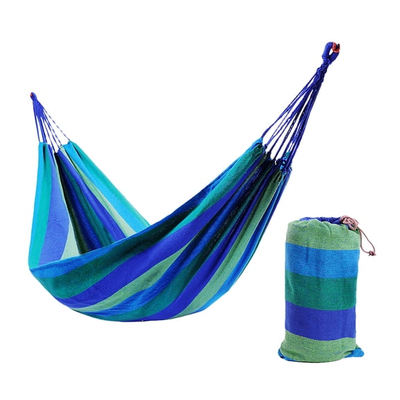 TEHAUX 1Pc Fashion Canvas Hammock Blue Double Thick Material Lightweight Outdoor Use