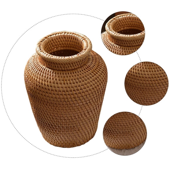TEHAUX Boho Style Flower Vase with Decorative Rattan Design for Home Decor and Storage, 1 Piece Stylish