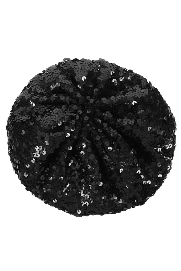 1Set Black Beret Hat With Sequins For Fancy Dress Parties