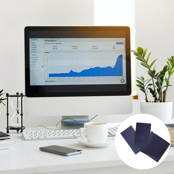 TEHAUX 1Set Home Desktop Computer Dust Cover Blue 64X40X8In Cloth Moisture Cable Access