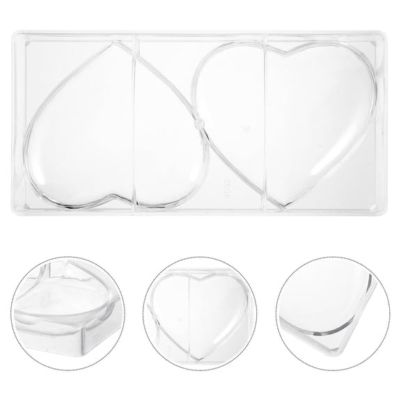 TEHAUX Heart Shape Chocolate Making Mould Transparent 1Set 11.0x5.5x1.2in