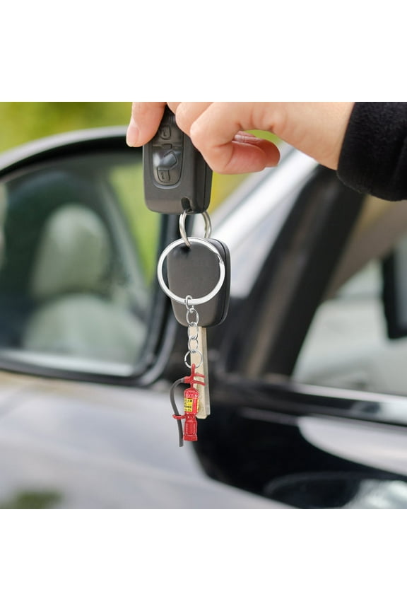 2 Pcs Fire Fighter Charm Keychain Fire Engine Key Ring Man 8.00X3.00X1.00CM