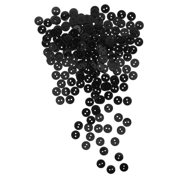 TEHAUX 200Pcs Black Plastic Round Buttons Flat Flatback Sewing Craft Accessories for Shirts