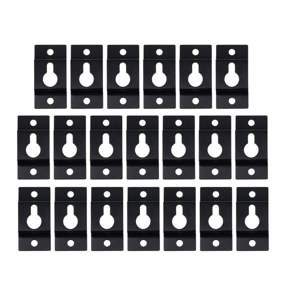 TEHAUX 20Pack Keyhole Shelving Hooks Black for Wall Mounting in Office