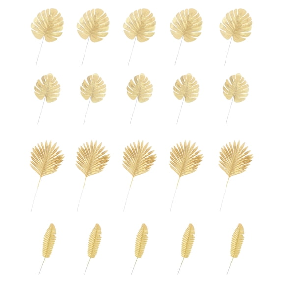 TEHAUX 20Pcs Lifelike Golden Plastic Leaves for Party Decorations, Home, Room, Wedding, and Event Decor