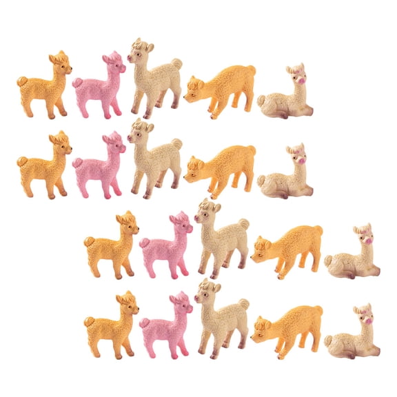 TEHAUX 20-Piece Assorted Mini Resin Alpaca Figurines for Home Decor, Creative Desktop Ornaments, Ideal for Gardens and Crafting