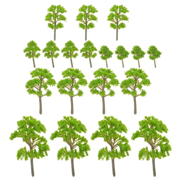 TEHAUX 20Pcs Green Model Train Trees for Indoor Decoration, Educational Activities, Desk and Shelf Display Accessories