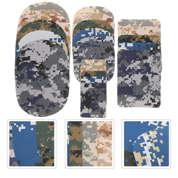 TEHAUX 20Pack Heat Adhesive Backing Iron On Patches Camouflage for Diy Decoration and Clothes Repair