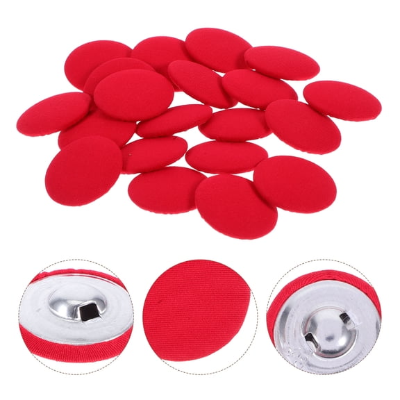 TEHAUX 20Pcs Red Fabric Covered Buttons for Coats Jackets and Suits DIY Sewing Crafts