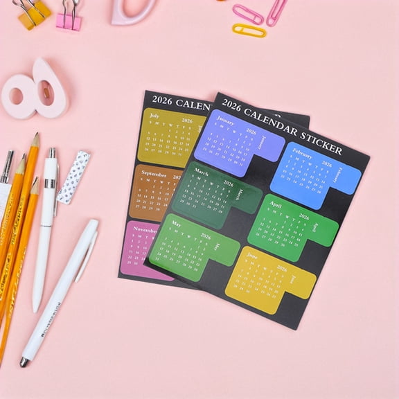 TEHAUX 20Pcs Multi Color 2026 Monthly Planner Stickers Calendar Adhesive Tabs for Notebooks