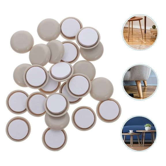 TEHAUX 24Pcs Beige Furniture Sliders with Non-woven Fabric for Quiet .98in