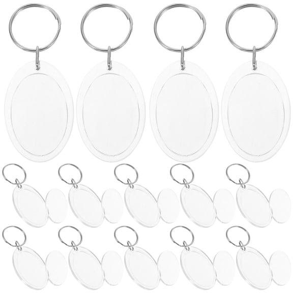 TEHAUX 24-Pack White Acrylic Blank Keychains for Home, Office, Car Keys Storage and