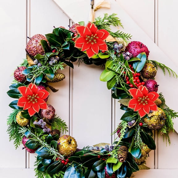 TEHAUX 24Pcs Christmas Artificial Red Flowers for Tree Decoration and Festival Display