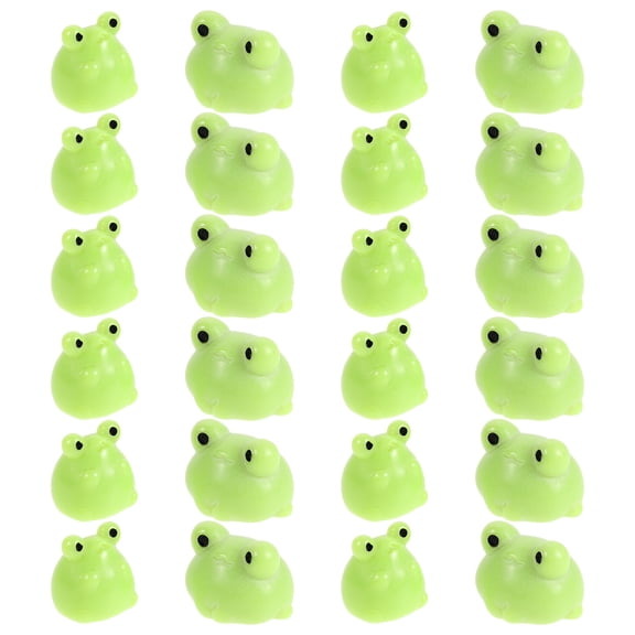 TEHAUX 24Pcs Tiny Green Resin Frog Figurines for Cute Desk Decor and Garden Accessory Use