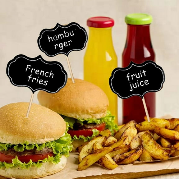 TEHAUX 24pcs Food Labels Black Paper Food Identification for Caterers at Dinners
