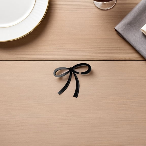 TEHAUX Bow Glass Decoration Black Acrylic Drink Tags for Elegant Parties 25Pcs