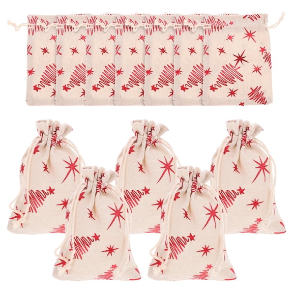TEHAUX 25Pcs Drawstring Storage Bags Small Red Pouches with Fashionable Print and Easy Carry