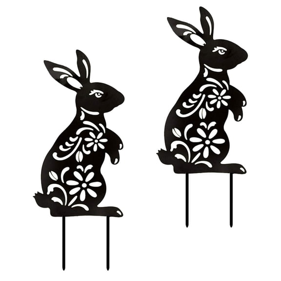 TEHAUX 2Pack Garden Stakes Decorative Acrylic Rabbit Sculpture Decor Outdoor for Enthusiasts