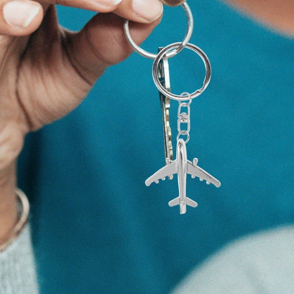 TEHAUX Stable Alloy Airplane Pendant Keychain for Bag and Keys 2Pcs