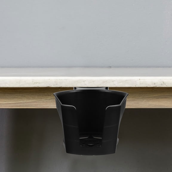 TEHAUX 2Pcs Black ABS Desk Cup Holder with Headphone Hook 360 Degree Rotation Clamp