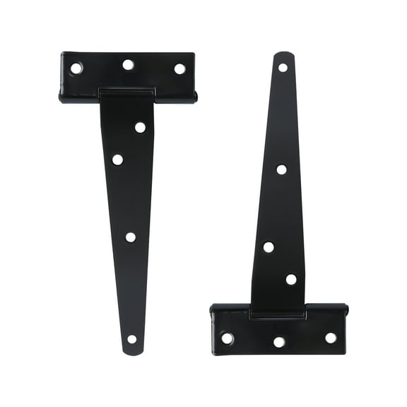 TEHAUX Black T-Shape Iron Shed Hinges 2 Pieces Heavy Duty Door Hardware for Outdoor Use