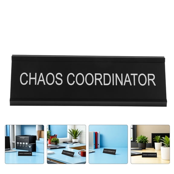 TEHAUX 2Pcs Office Desk Nameplate Holder Black Aluminum Table Tent Sign for Events