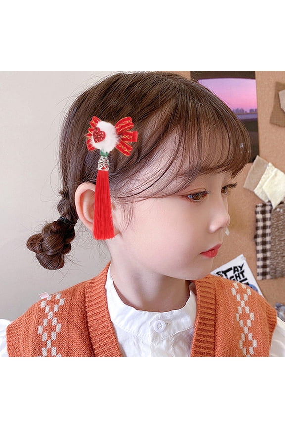 Women's Style Hair Accessories Red Cloth 2 Pieces Traditional Hair Clips for Elegant Hairstyles