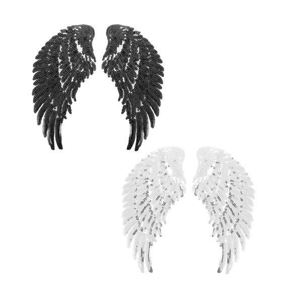 TEHAUX DIY Sequin Patch Wing Design Embroidery Applique Assorted Color for Decor 2Pcs