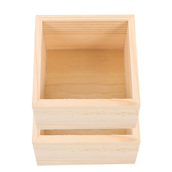 TEHAUX 2Pcs Unfinished Wood Desktop Organizer Box Beige for Craft Supplies and Sundries Storage