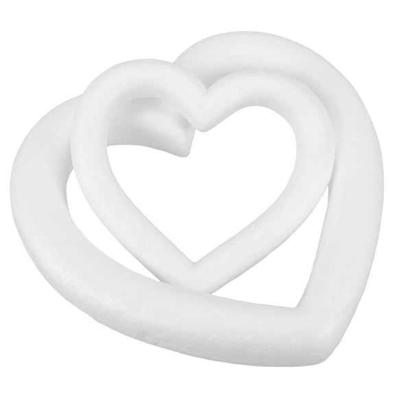 TEHAUX 2Pcs Foam Hollow Hearts DIY Heart Shaped Molds Unpainted Heart Wreaths Foam Wreaths Craft Supplies