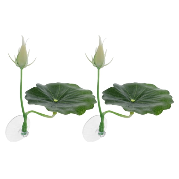 TEHAUX 2Pcs Betta Fish Leaf Hammock Aquarium Resting Pad Artificial Lotus Leaves Green