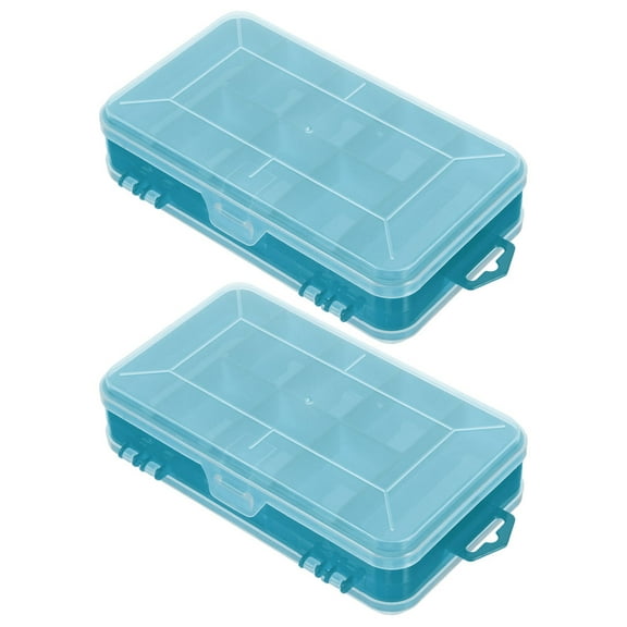 TEHAUX Small Desktop Organizer Box 2 Plastic Storage Compartment for Office and Home Organization