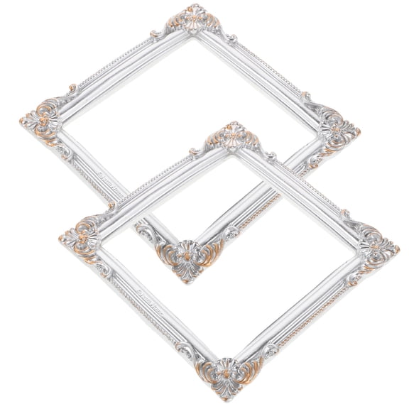 TEHAUX 2Pcs Mini Ornate Resin Frames Square Shape For Photo Display In Home Office