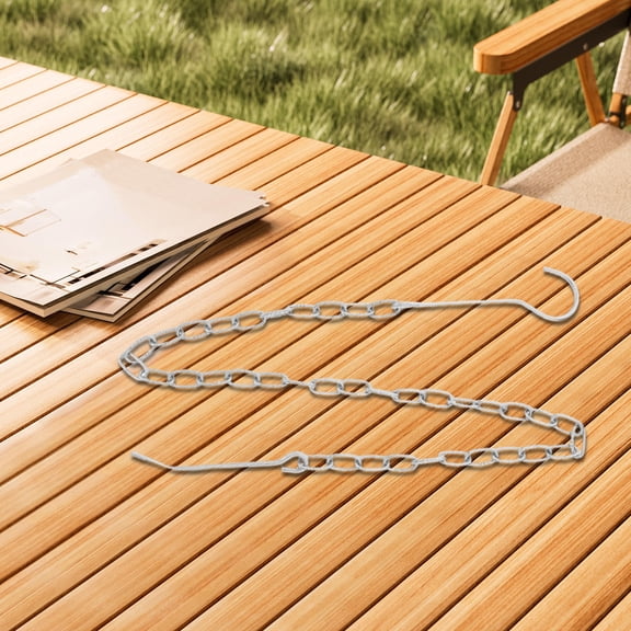 TEHAUX 2Pcs Plated Silver Stainless Steel Hanging Chain with Double-End Hooks for Outdoor Cooking