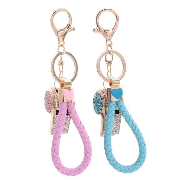 TEHAUX 2Pcs Loud Clear Sound Rhinestone Whistle Keychain with Metal Alloy for Sport Referee and Outdoor