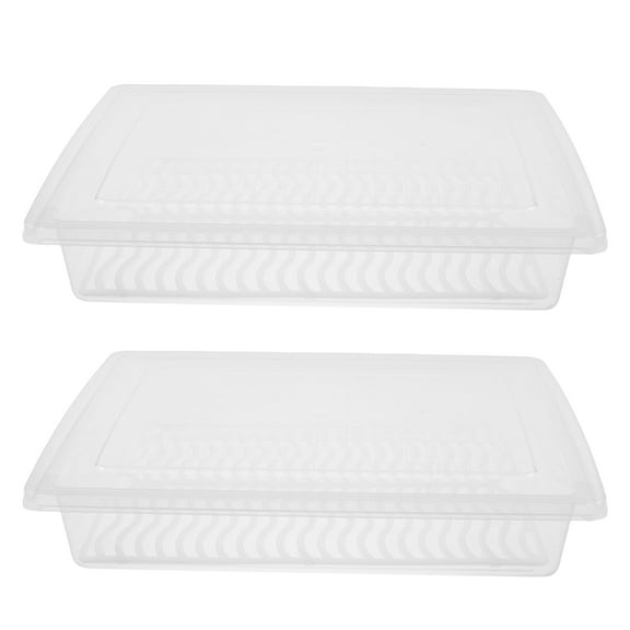 TEHAUX 2 Pcs Kitchen Organizer Bins Transparent Pp Food Storage Container for Meat and Vegetables
