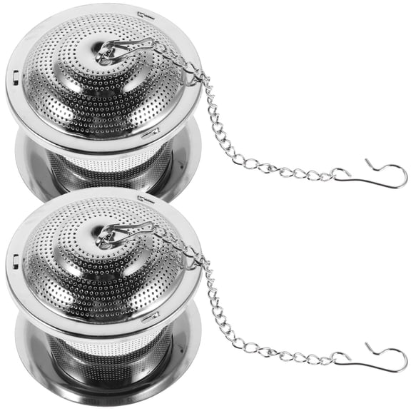 TEHAUX 2Pcs Stainless Steel Mesh Tea Infuser Set with Lid and Chain for Loose Leaf Tea Brewing