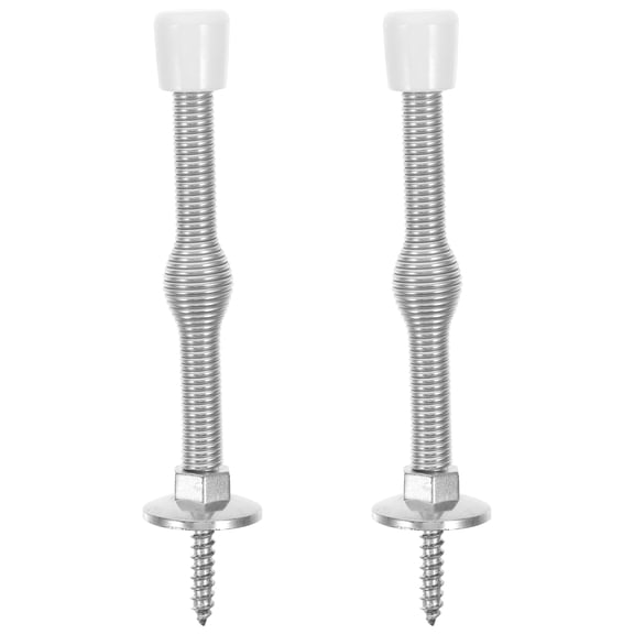 TEHAUX Heavy Duty Door Stopper Silver Metal Flexible Spring Quiet 2Pcs